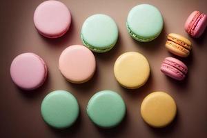 pilha caindo de macarons, cor suave e natural foto