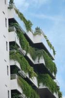 prédio com plantas crescendo na fachada foto
