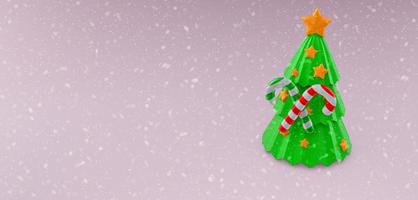 feliz natal e um feliz ano novo, caixa de presentes para árvore de natal, promoção de desconto com espaço de cópia, design de banner de venda de renderização 3d foto