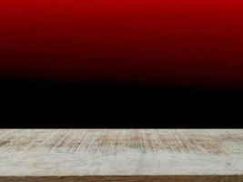mesa de madeira marrom vazia modelo de design de pano de fundo gradiente preto vermelho para apresentação do produto, propaganda foto