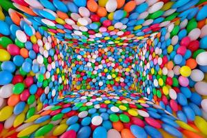 bolas de plástico multicoloridas e altamente saturadas, em uma piscina de bolinhas macias, em um parque infantil. textura colorida do fundo do quarto do balão. foto