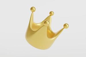 a coroa de ouro simboliza o rei. rainha e princesa. em um fundo branco. renderização 3D. foto