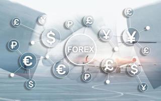 negociação forex troca de moeda diagramas de finanças de negócios ícones do dólar euro no fundo desfocado. foto