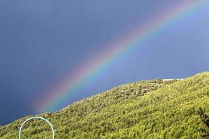 arco-íris no céu sobre a floresta. foto