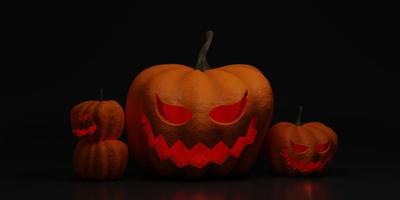 abóbora de halloween com luz escura na renderização em 3d foto