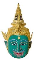 máscara de ator verde usada para encenação isolada em fundo branco, a pantomima de cultura tradicional na tailândia foto