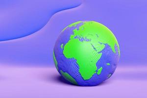 3D planeta Terra de plasticina isolada sobre fundo azul. palavra ícone de brinquedo de argila, conceito de dia da terra, ilustração de renderização 3d, caminho de recorte foto