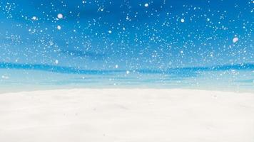 paisagem espaçosa branca com planície coberta de neve na queda de neve. ilustração de renderização 3D foto