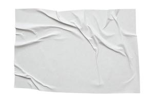 textura de cartaz de adesivo de papel amassado e amassado branco em branco isolado no fundo branco foto
