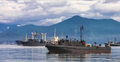 navios de guerra na parada marítima foto