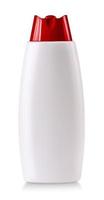 frasco de plástico branco em branco shampoo isolado no fundo branco foto