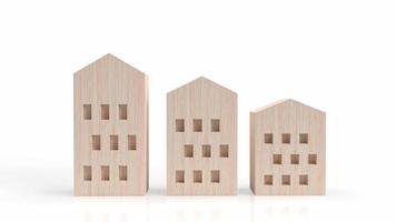 a casa de madeira de brinquedo para renderização em 3d de conceito imobiliário ou de propriedade foto
