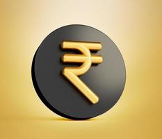 ícone dourado da moeda da rupia indiana isolado. inr renderização 3d foto
