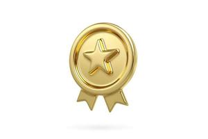 ícone de estrela de metal ouro isolado no fundo branco. etiqueta de garantia de qualidade premium foto