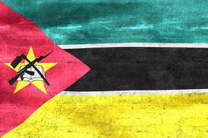 ilustração 3D de uma bandeira de Moçambique - bandeira de tecido acenando realista foto