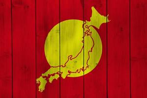 bandeira do japão e mapa de contorno do país na textura. colagem. foto