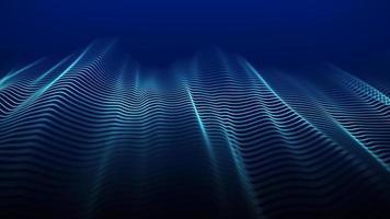 onda azul dinâmica em um fundo azul. visualização de big data. uma onda futurista de partículas. Ciência e Tecnologia. renderização 3D. foto