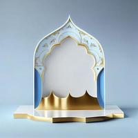 Ilustração de renderização 3D do palco da mesquita para exibição de produtos no pódio ou no Ramadã foto