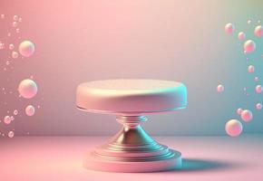 ilustração de pódio 3d abstrata rosa com pedestal para exibição de produtos foto