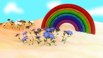 renderização em 3d de vídeo de fundo de alegria de arco-íris foto
