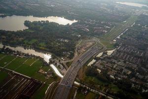 Amsterdã canais panorama aéreo paisagem durante o pouso foto