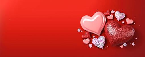 ilustração 3D de coração como diamante de cristal para banner e plano de fundo do dia dos namorados foto
