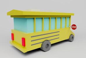 ônibus escolar amarelo da ilustração 3d no fundo branco foto