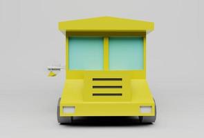 ônibus escolar amarelo da ilustração 3d no fundo branco foto