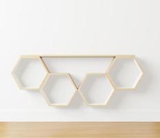 prateleira hexagonal de madeira foto