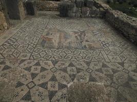 mosaico em volubilis ruínas romanas em marrocos- ruínas romanas mais bem preservadas localizadas entre as cidades imperiais de fez e meknes foto