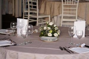 decoração de mesa de casamento close-up na Sicília Itália foto