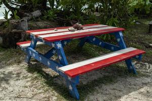 mesa de acampamento de piquenique pintada com estrela e listras dos eua foto