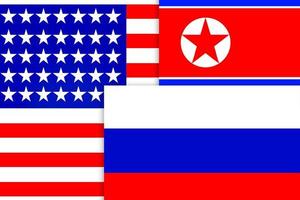 bandeiras estados unidos rússia coreia do norte foto