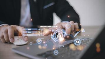 geração de leads. encontrar e identificar clientes para seus produtos ou serviços de negócios. conceito de finanças foto