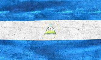 ilustração 3D de uma bandeira da nicarágua - bandeira de tecido acenando realista foto