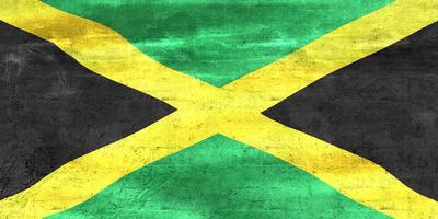 ilustração 3D de uma bandeira da jamaica - bandeira de tecido acenando realista foto