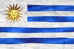 ilustração 3D de uma bandeira do uruguai - bandeira de tecido acenando realista foto