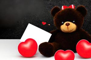 convite para amor e romance com ursinho de pelúcia segurando uma carta foto