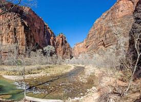 impressão da trilha de caminhada até o mirante do desfiladeiro de pine creek no parque nacional de zion foto