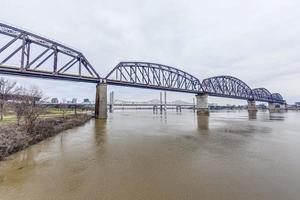 vista sobre a big four bridge e o rio ohio em louisville durante o dia na primavera foto