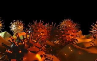 renderização 3d corona vírus covid-19 pandemia laranja foto