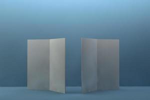 brochura de dobra dupla ou vertical de meia dobra simulada isolada em fundo cinza suave. ilustração de renderização 3D foto