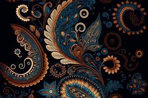 padrão vetorial sem costura paisley, fundo vintage em estilo batik foto