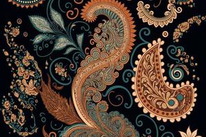 padrão vetorial sem costura paisley, fundo vintage em estilo batik foto