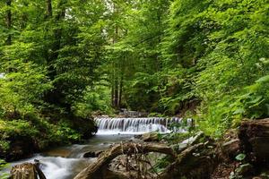 pequena cachoeira na reserva florestal nublada de nambillo, perto de mindo, equador. foto