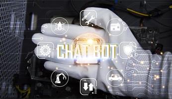 conceitualmente, um chatbot ai ou inteligência artificial que pode se comunicar naturalmente por meio de mensagens com humanos foto