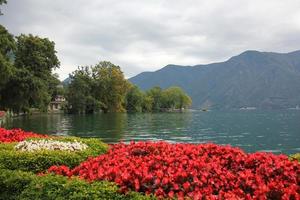 em um parque às margens do lago de garda, na itália. foto