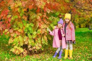 adoráveis meninas no lindo dia de outono ao ar livre foto