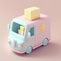 o personagem de ícone de carro de entrega 3d caprichoso perfeito para logística, projetos de transporte foto