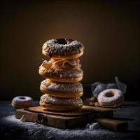 rosquinhas em fundo branco, perfeito para publicidade, embalagens, menus, livros de receitas. destacando textura e detalhes, filmado de cima, alta resolução adequada para impressão, pôsteres, banners e muito mais foto